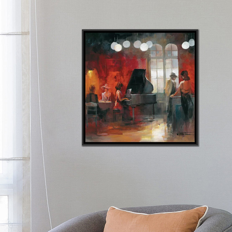 «Rendez-Vous II», reproduction sur toile, H 18 po x l 18 po x P 1,5 po, Toile avec cadre noir, Pas de tapis