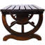 Banc de jardin rustique en bois avec pattes en forme de roue de chariot, 98 cm L x 48 cm l x 40 cm H, bois de sapin massif, banc de patio monobloc, brun, 2 places
