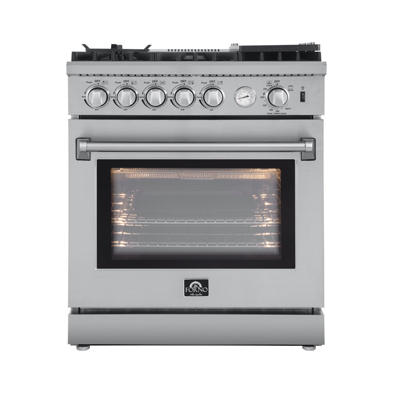 Cuisinière à gaz 30 pouces en acier inoxydable, 5 brûleurs 70 000 BTU, 4,32 pi³ Four à convection