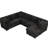 Black Chenille U-Shaped With Pull Out Bed And Storage, 2 Ports, Power Sockets For Living Area Comfy Storage & Charging Features, Sockets,