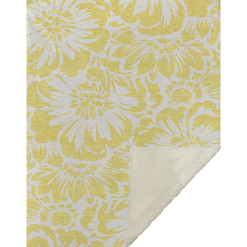 Jeté en sherpa floral Addison, Jaune