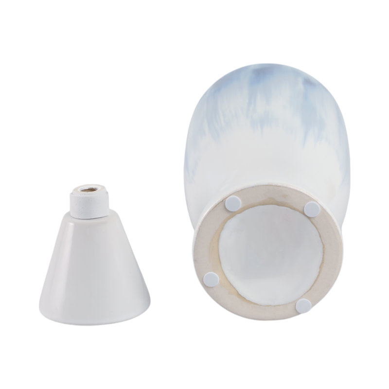 Pot haut en céramique avec couvercle Coastal Capri, Bleu, Hauteur totale - 16 po