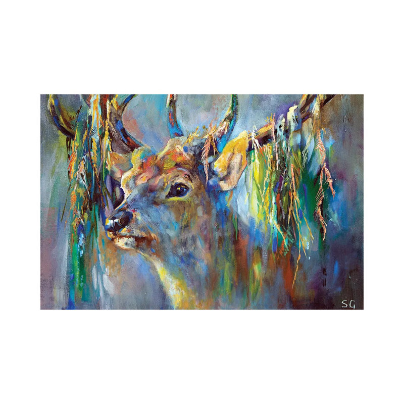 Silver Stag by Sue Gardner - Painting on Canvas, Wrapped Canvas, 66.04 cm H x 45.72 cm W x 1.91 cm D