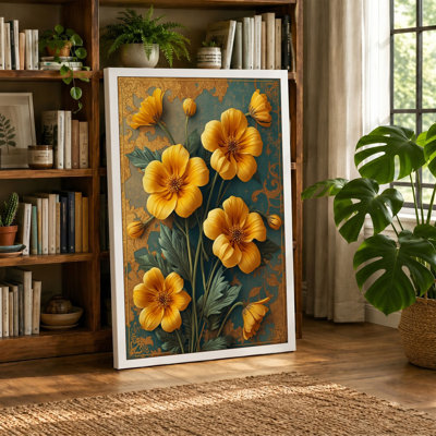 Golden Nasturtium Botanical - Wrapped Canvas