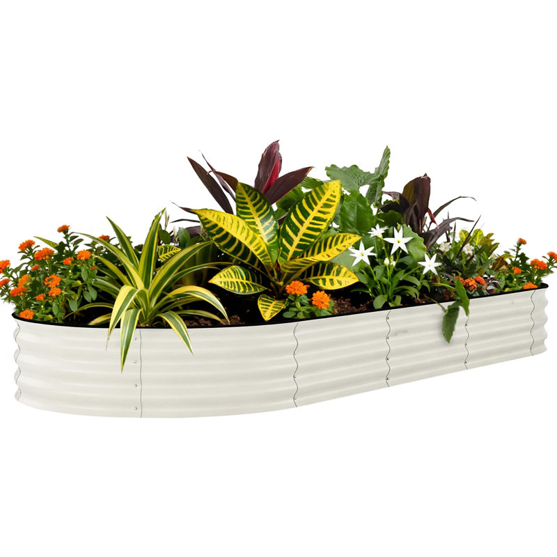 8 × 4 × 1.5 ft Galvanized Steel Raised Garden Bed, Rust-Resistant Outdoor Planter Box for Vegetables, Herbs & Flowers, Beige