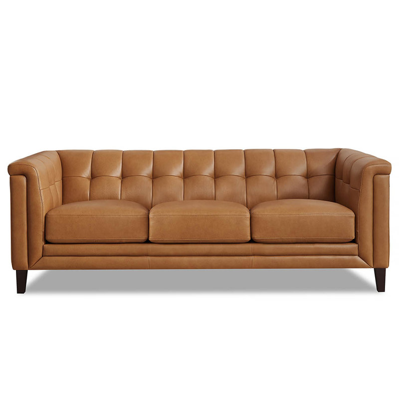 Colturo 84'' Genuine Leather Sofa, Cognac Brown