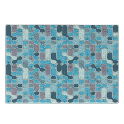 Ambesonne Abstract Tempered Glass Cutting Board Grunge Retro Rounds Pale and Sky Blue Mauve