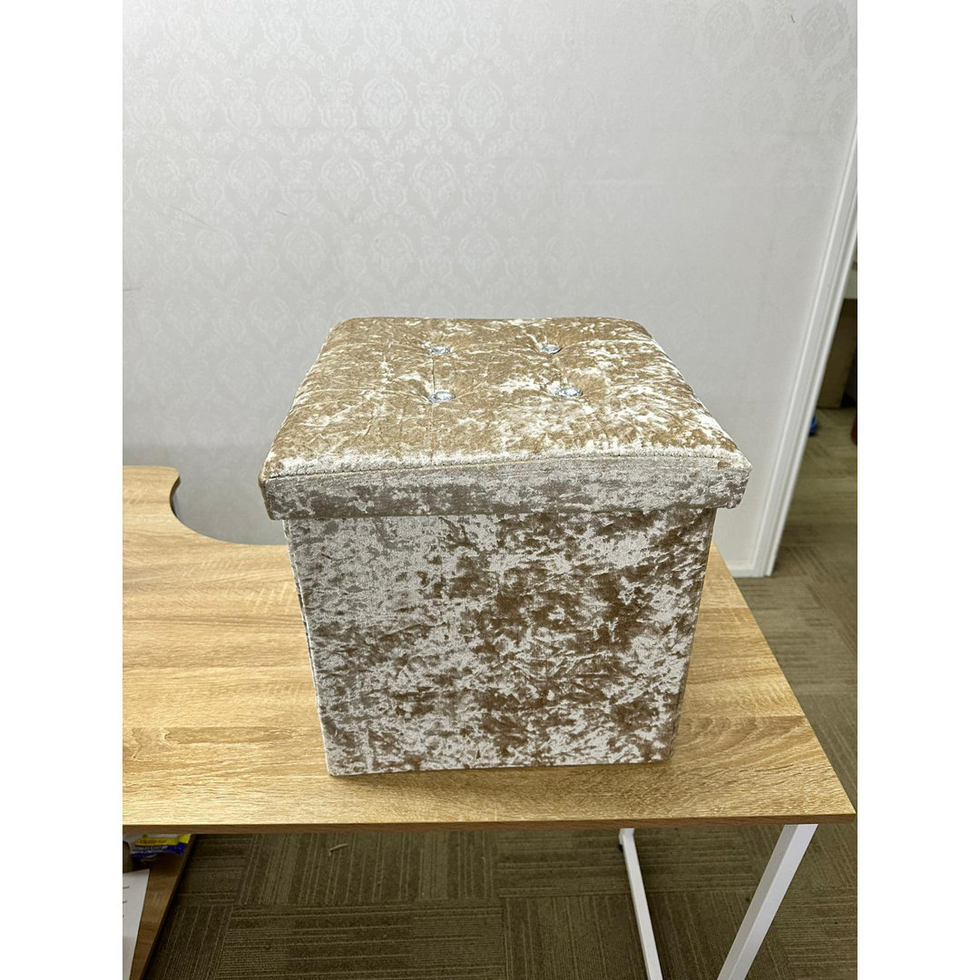 Lorimor 38cm Wide Velvet Tufted Square Solid Colour Storage Ottoman with Storage