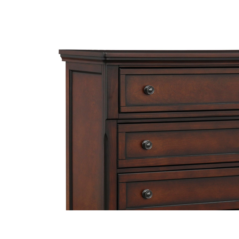 Commode de chambre transitionnelle avec cinq tiroirs pour la maison