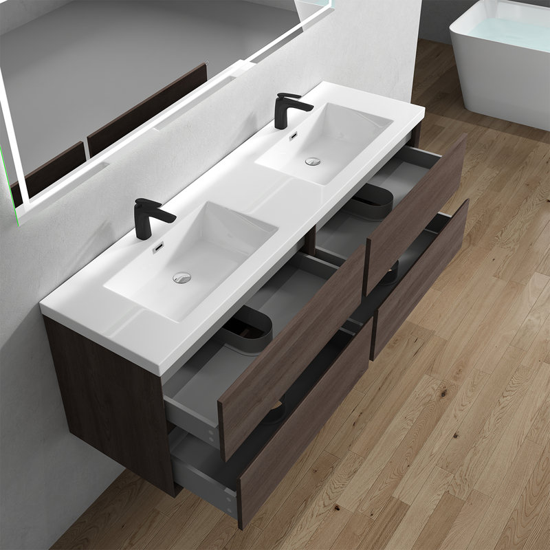 Ensemble de meuble-lavabo double 72 po Stoltenberg, Chêne rouge