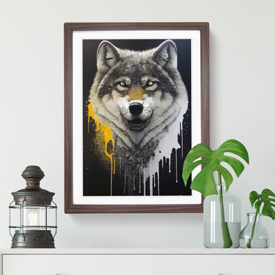 Splashed Wolf No.2 - Framed Print