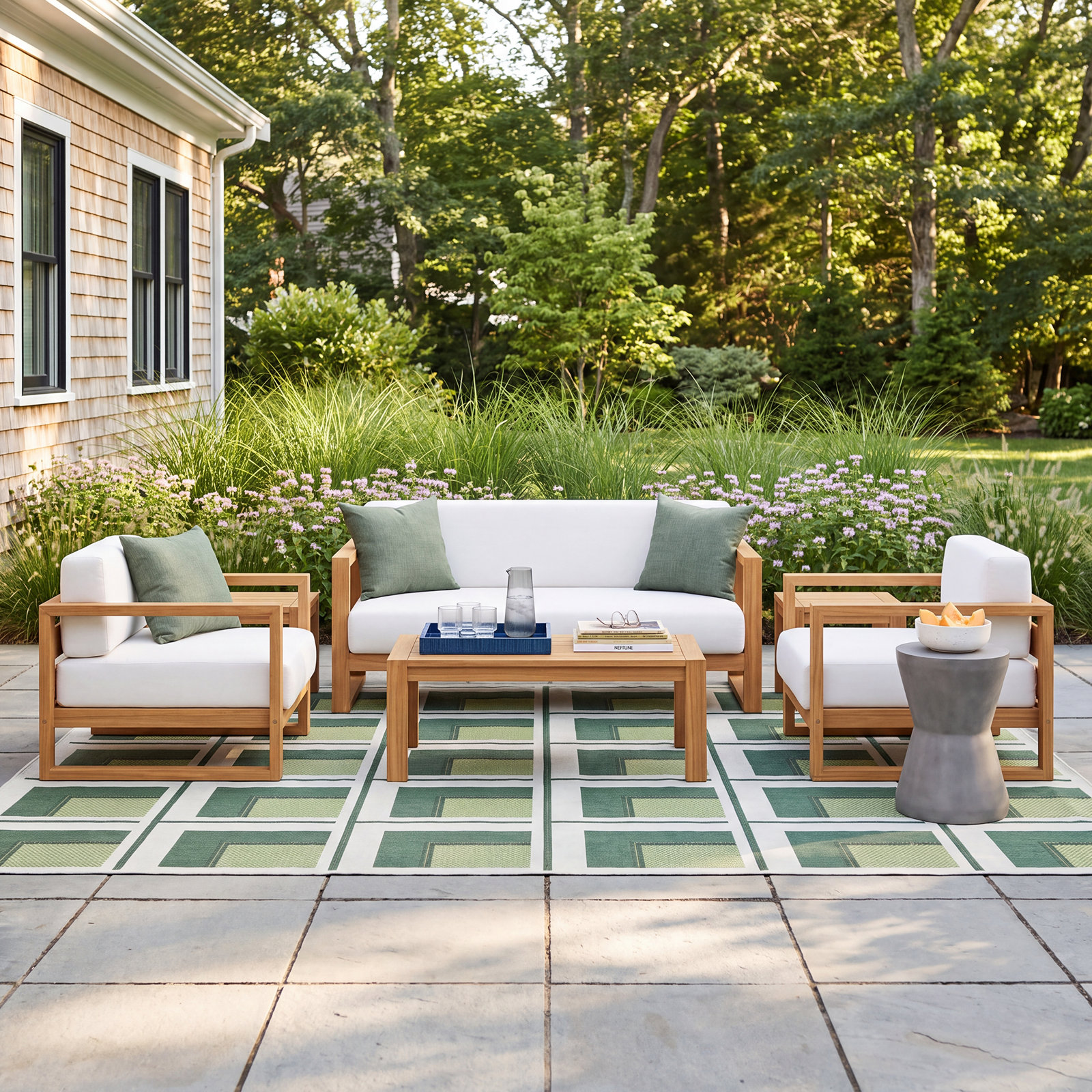 Modway Upland 4-Person Teak Patio Seating Group