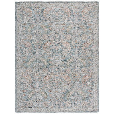 Teal Green Hand-Tufted Wool Oriental Rug