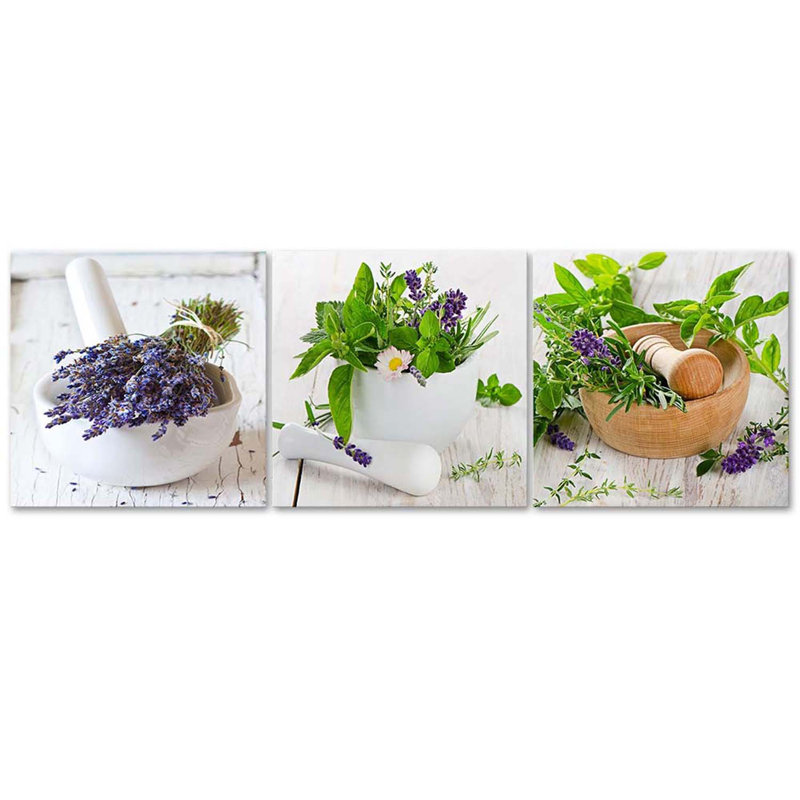 Herbs And Spices - 3 Piece No Frame Print on Canvas