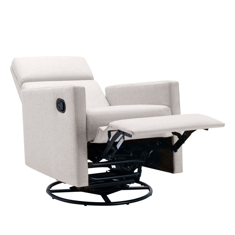 Modern Rocking Recliner Chair With High-Density Foam And Sturdy Wood Frame, Tan