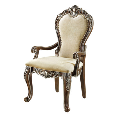 Antique Oak Arm Chairs   Of 2 , Padded Back And Seat, Nail Head Trim, 220Lbs Weight Capacity, 24" Width, 20" Seat Depth, 19" Height, 44" Overall Synthetic Wood Chair With Fabric Upholstery 2 Finish,