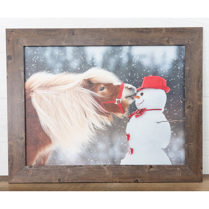 «Don't Resist Snowman Horse Pony» - impression, H 13 po x l 16 po x P 1 po, Brun clair
