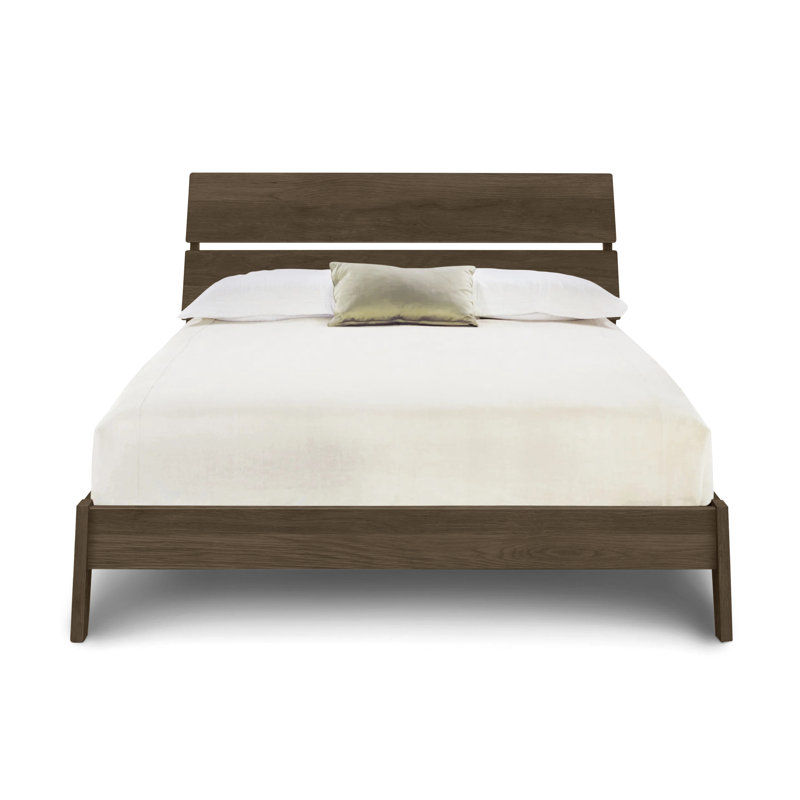 Lit plateforme en bois massif Linn, Taupe Oak, Double