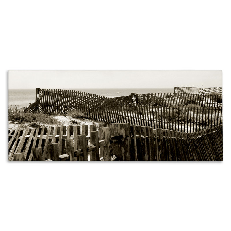 Art mural sur toile Winding Beach Fence par Noah Bay, H 20 po x l 48 po