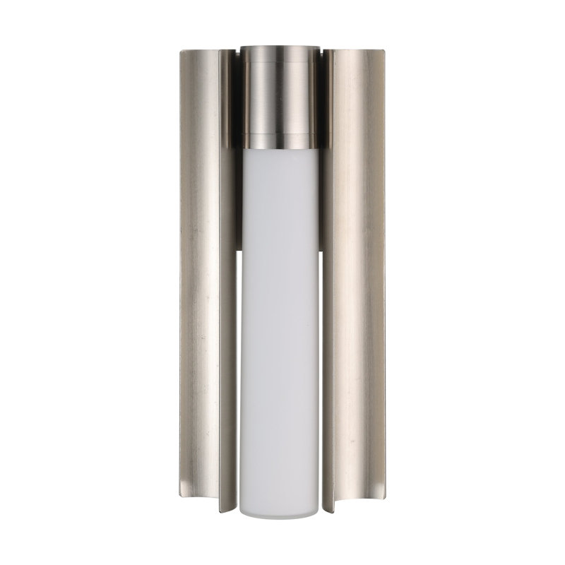 Éclairage pour meuble-lavabo à DEL 5cct en nickel brossé 1 lumière avec abat-jour en verre opale gravé Weimar 12 pouces Weimar