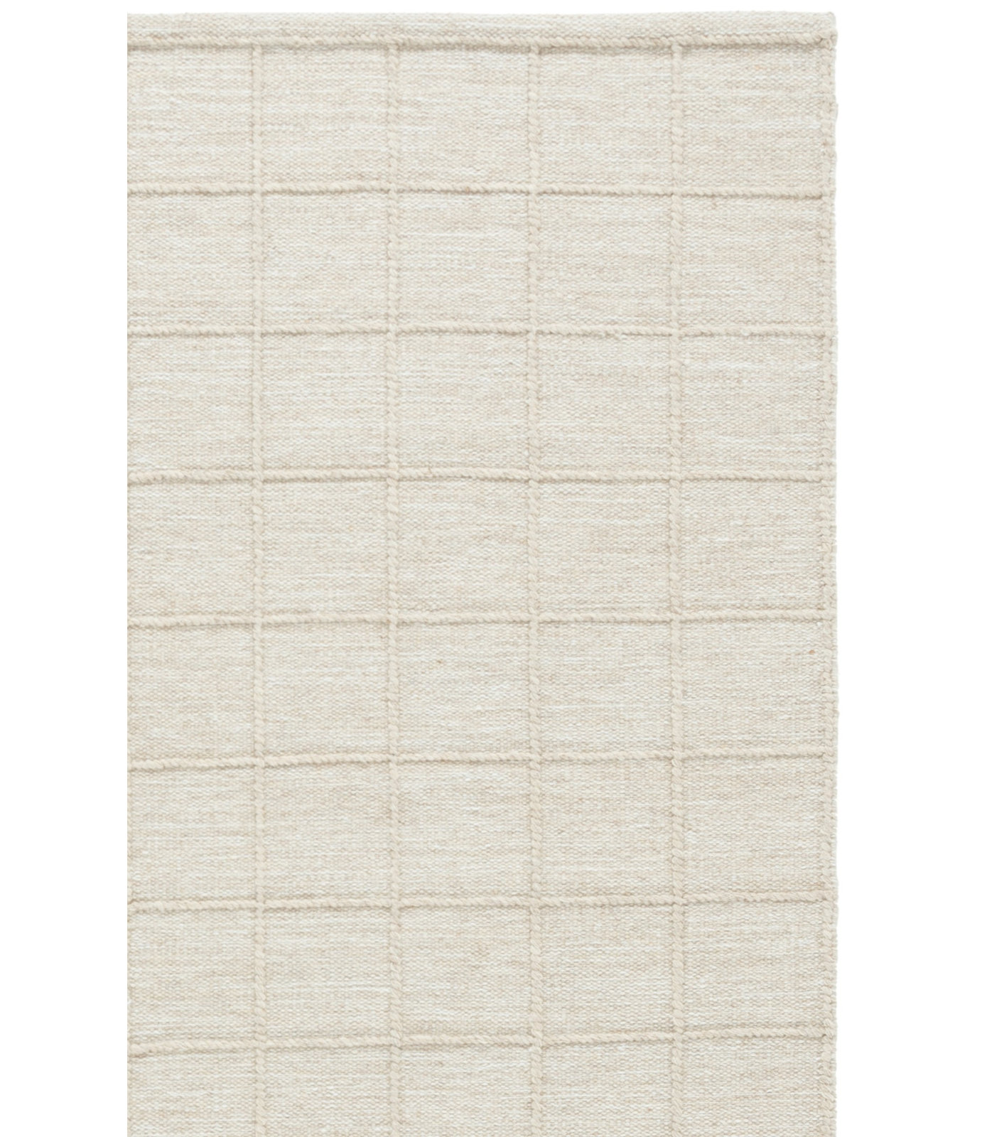 Beige Hand-Woven Geometric Wool Rug, Square 6'