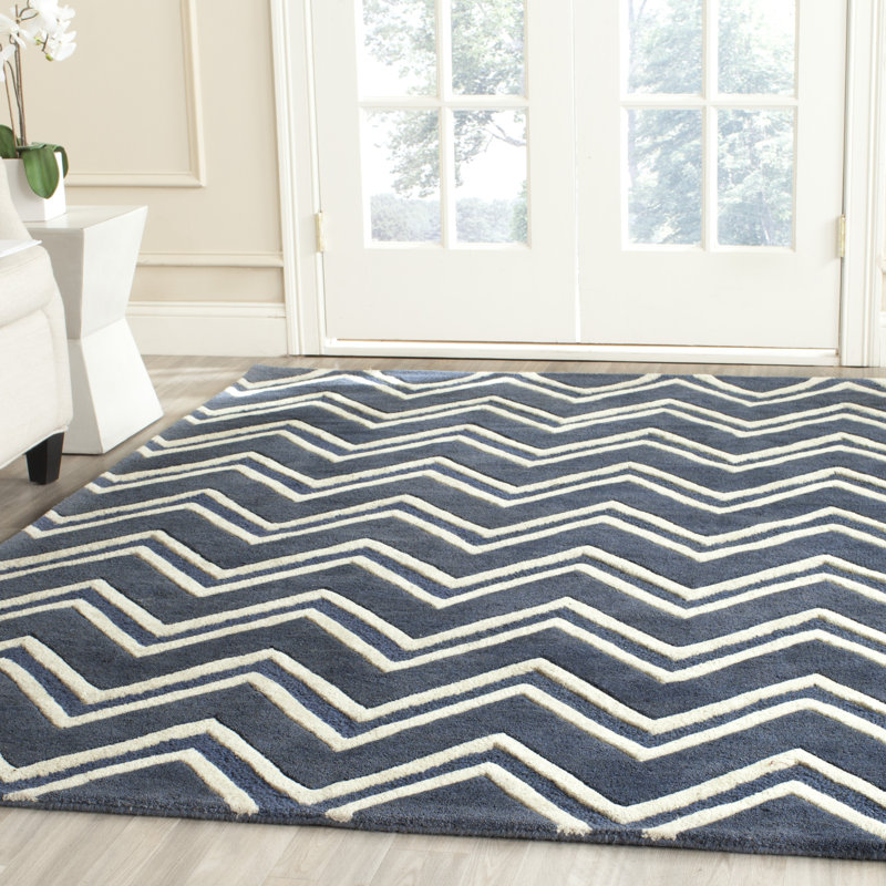 Sanyla Hand Tufted Wool Chevron Rug, Rectangle 2' x 3'