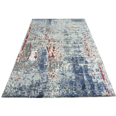 One-of-a-Kind Corette Hand-Knotted Ivory/Gray/Blue 9'11"" x 14'1"" Wool Area Rug -  Williston Forge, F1887BF9AF3F433B9F8603BE5A75E217