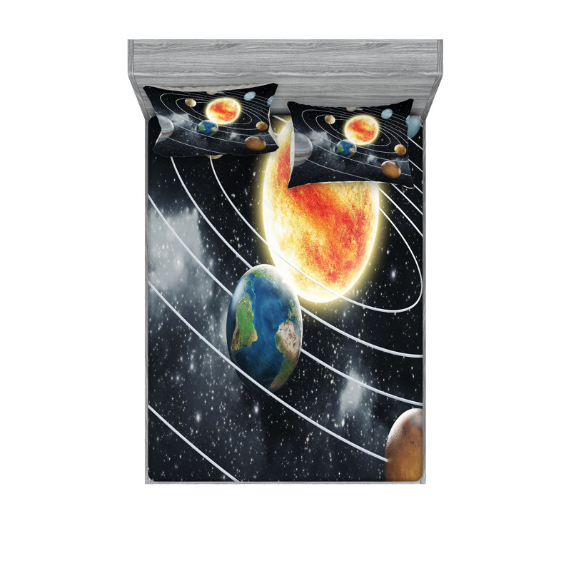 Multicolore ensemble de draps et taies décoratives Ambesonne Outer Space, Ensemble de draps pour lit double avec 4 taies d'o