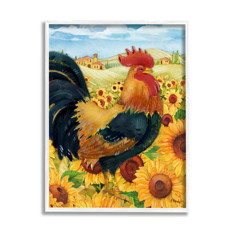 Stupell Industries, coq dans un champ de tournesols, estampe numérique de Paul Brent, H 14 po x l 11 po x P 1,5 po