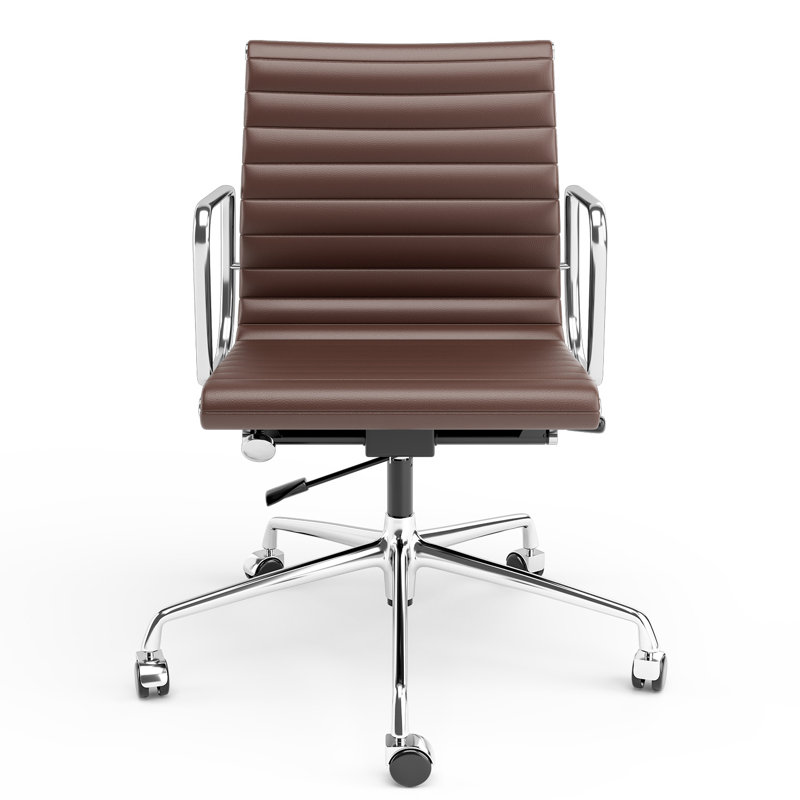 Genuine Leather Conference Chair, Brown