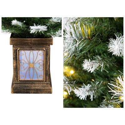 Ensemble de décorations de Noël pour entrée (3 pièces) | Couronne pré-illuminée et 2 sapins d'entrée avec lumières DEL, faciles à assembler