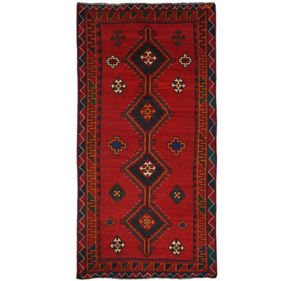 One-of-a-Kind Red Tribal 5X10 Oriental Runner Rug