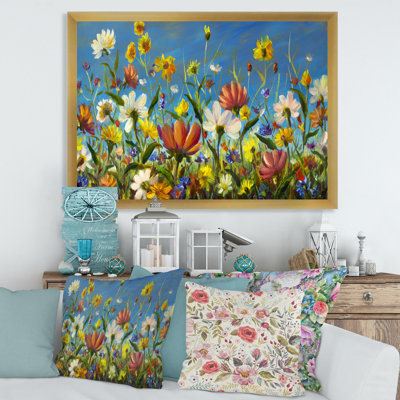 «Beautiful Field Flowers In Wild Nature», peinture sur toile