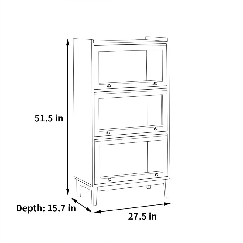 Bibliothèque polyvalente pour le rangement, (3 tablettes) H 51,5 po x l 27,5 po x P 15,7 po, Brun