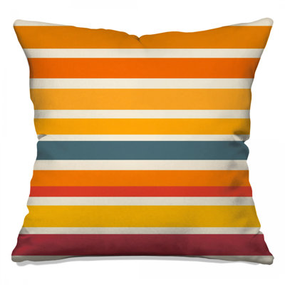 Coussins décoratifs orange à rayures jaunes