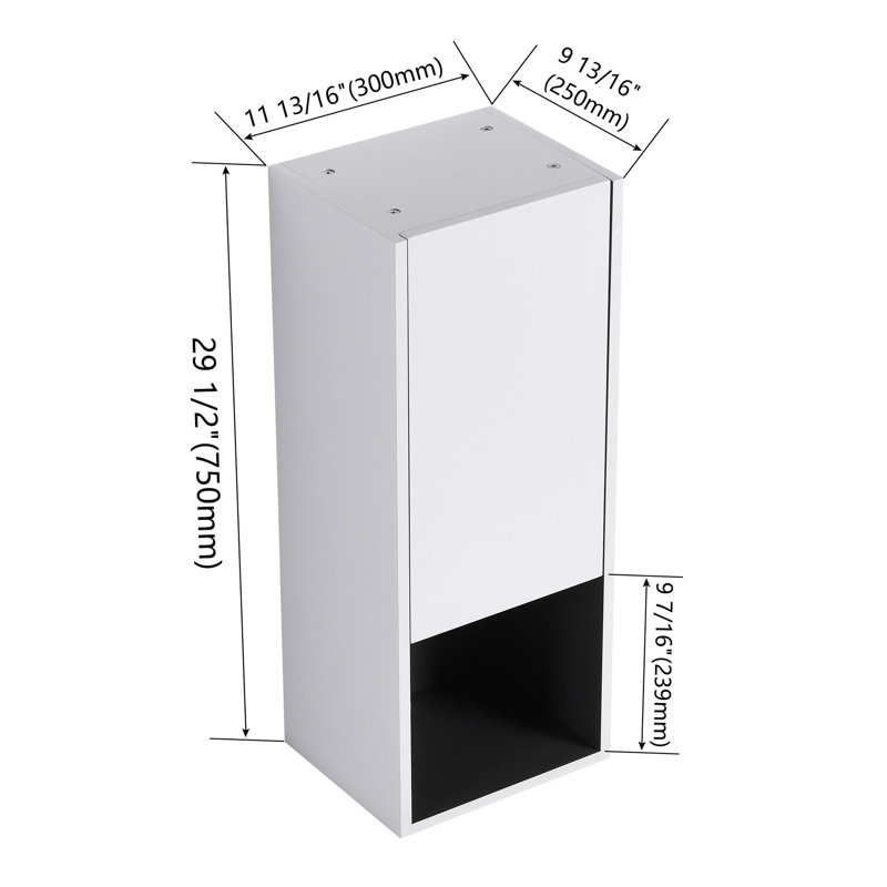 12" Bathroom Side Cabinet,Soft Close Doors,Float Mounting Design,(KD-Packing)