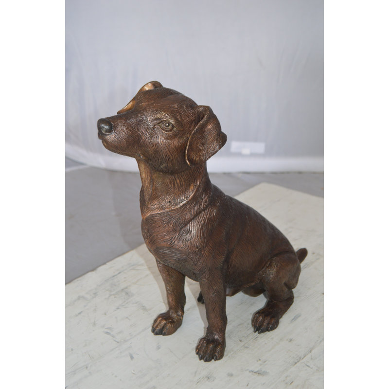 Statue en bronze Biyanca Jack Russel debout pour chien - Taille: L 10 po x l 6 po x H 14 po.