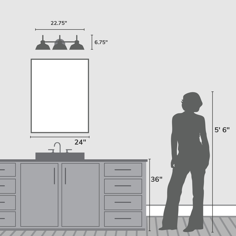 Luminaire pour meuble-lavabo mural moyen 3 lumières Hunter Mill Valley