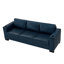 Canapé de salon 93,7 po en similicuir de style moderne, canapé à accoudoirs carrés avec porte-gobelet, canapé de rangement, similicuir rembourré bleu marine.