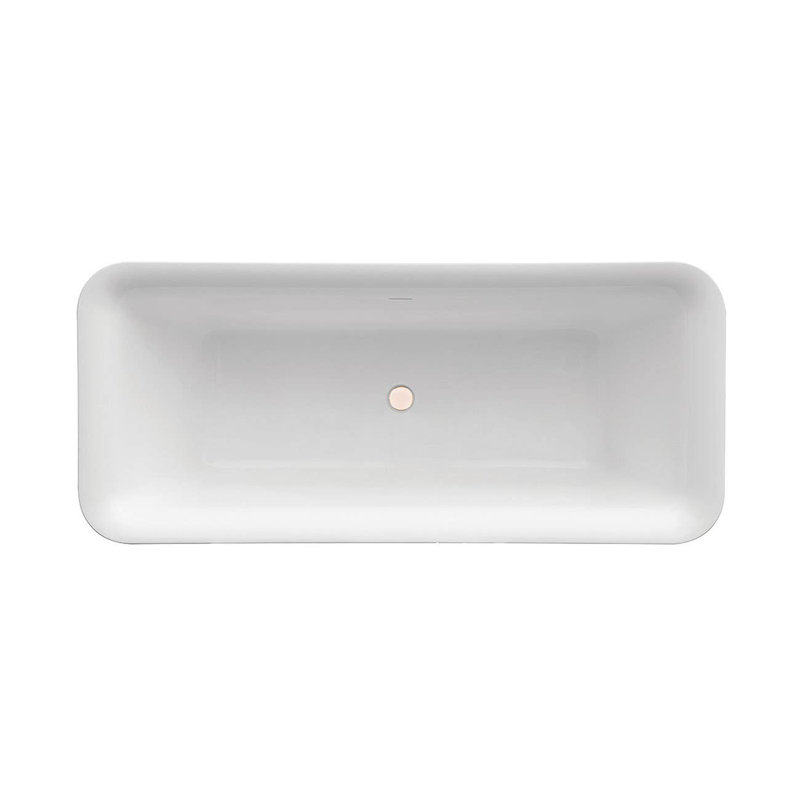 Emily 68.88'' x 23.63'' Soaking Acrylic Bathtub, White/Rose Gold 