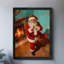 Reproduction d'art encadré noir, père Noël rétro-997964813