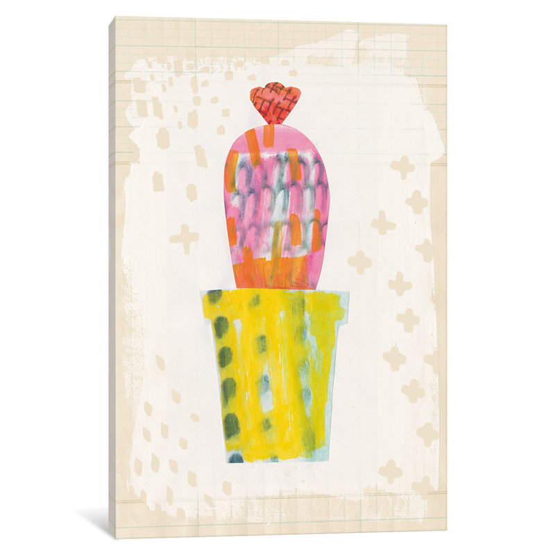 «Collage Cactus V.A, impression sur toile tendue, H 60 po x l 40po x P 1,5 po, Pas de tapis, Toile tendue