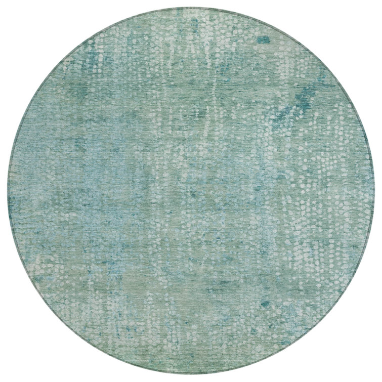 Machine Washable Indoor/Outdoor Xhevrie Teal Rug