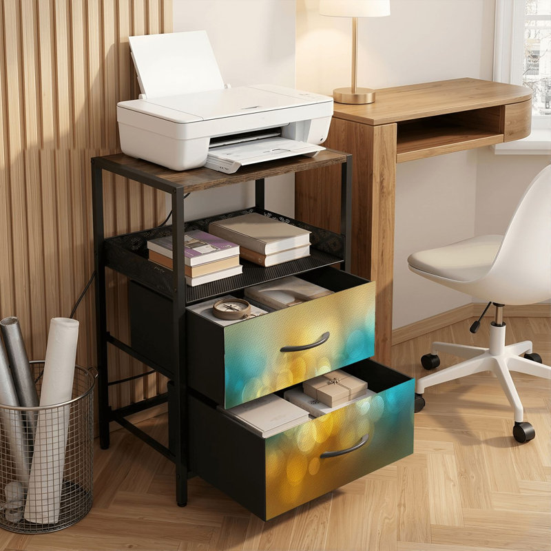 Table de chevet 2 tiroirs avec station de charge, table de chevet pour chambre avec ports USB et amp; Table de chevet Outlets