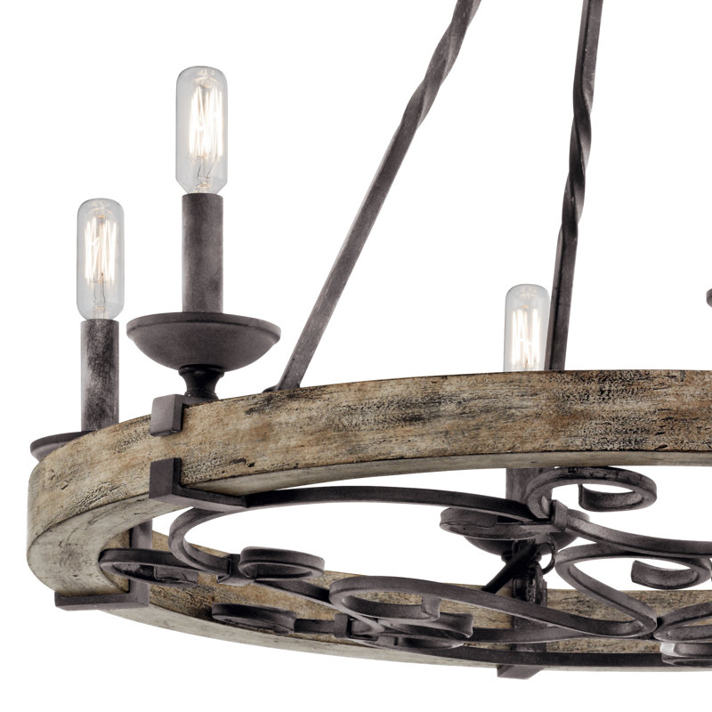 Taulbee 6 - Light Dimmable Wagon Wheel Chandelier