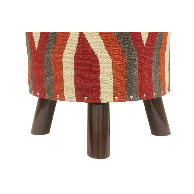 Anautica Upholstered Ottoman, Eclectic Leblanc Rust Wool