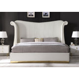 Edison Wingback Upholstered Velvet Steel Decoration Bed