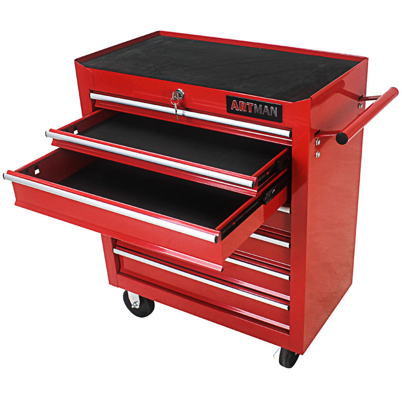 Chariot à outils multifonctionnel à 7 tiroirs avec roulettes, petite armoire et armoire d'entrée, Gris