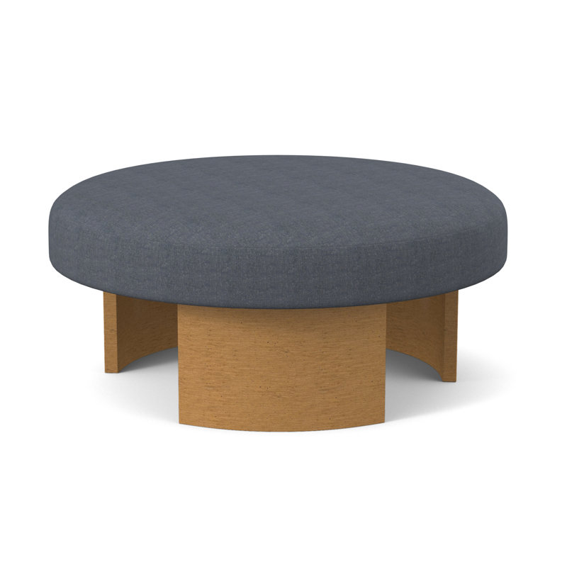 Eclipse Round Ottoman, Filigree Ivory 100% Polyester, Amber