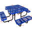 Table de pique-nique carrée d'extérieur en acier bleu 46 po avec mât de parasol-1387560493